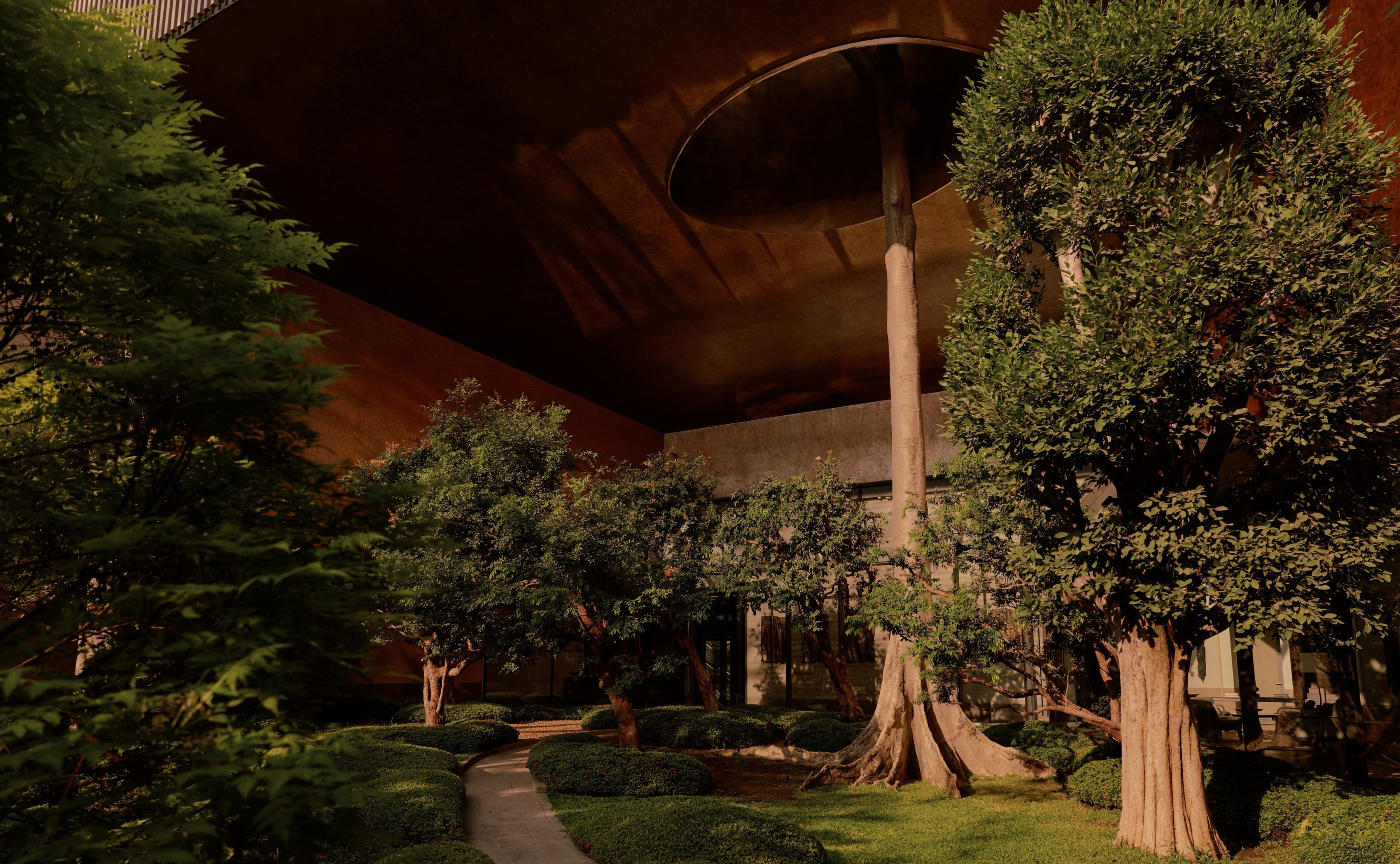 Garden courtyard beneath the building at Nai Lert Park