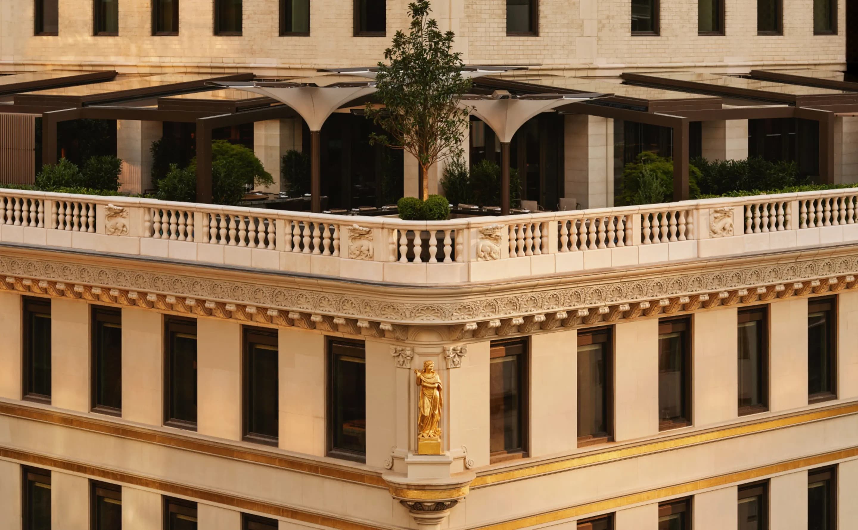 Crown Building facade below the Garden Terrace