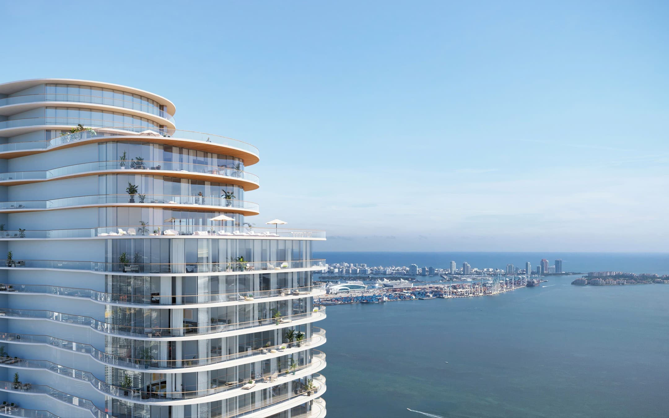 Tower render above Biscayne Bay