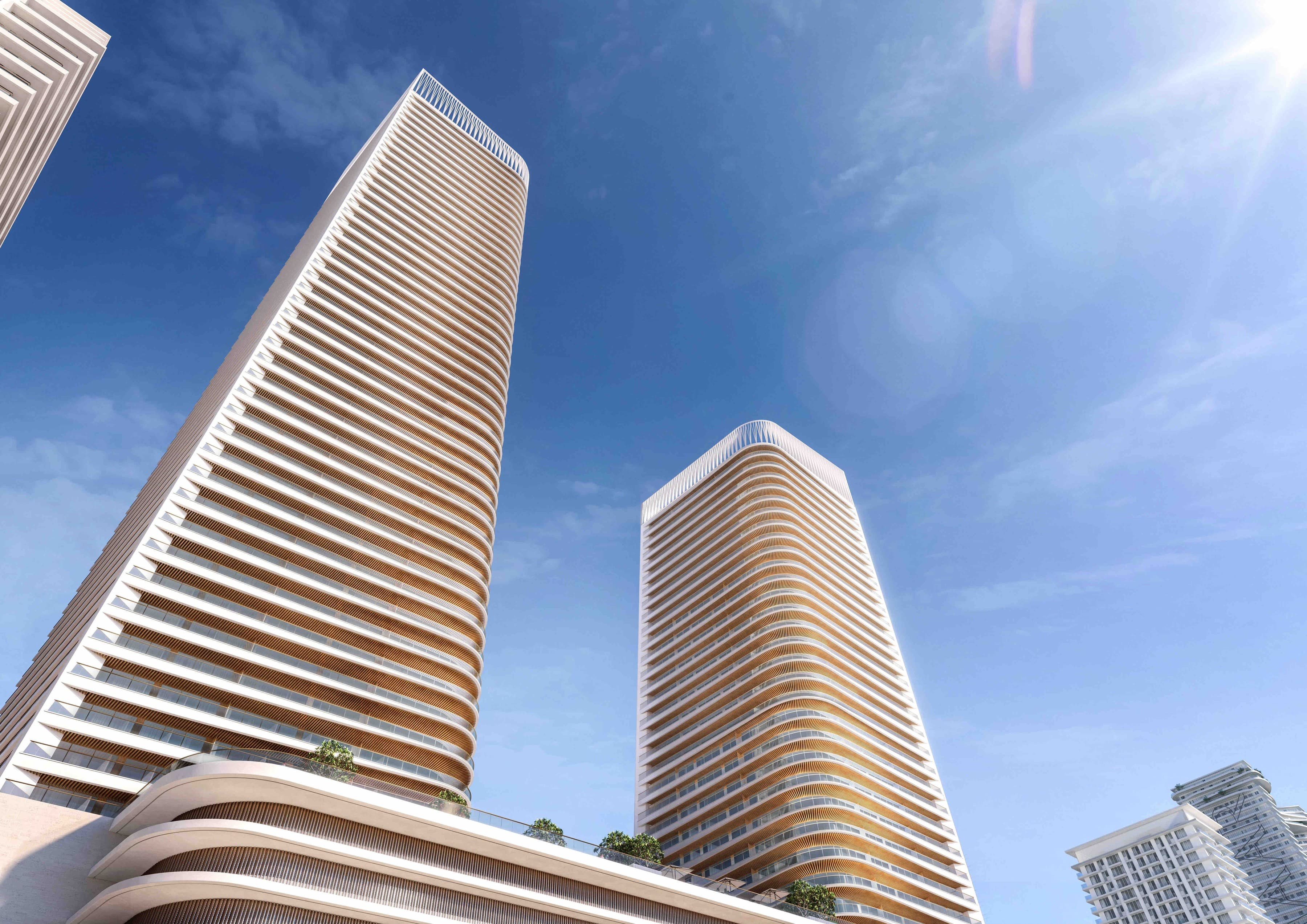 Computer-generated view of Grand Bleu Tower exterior