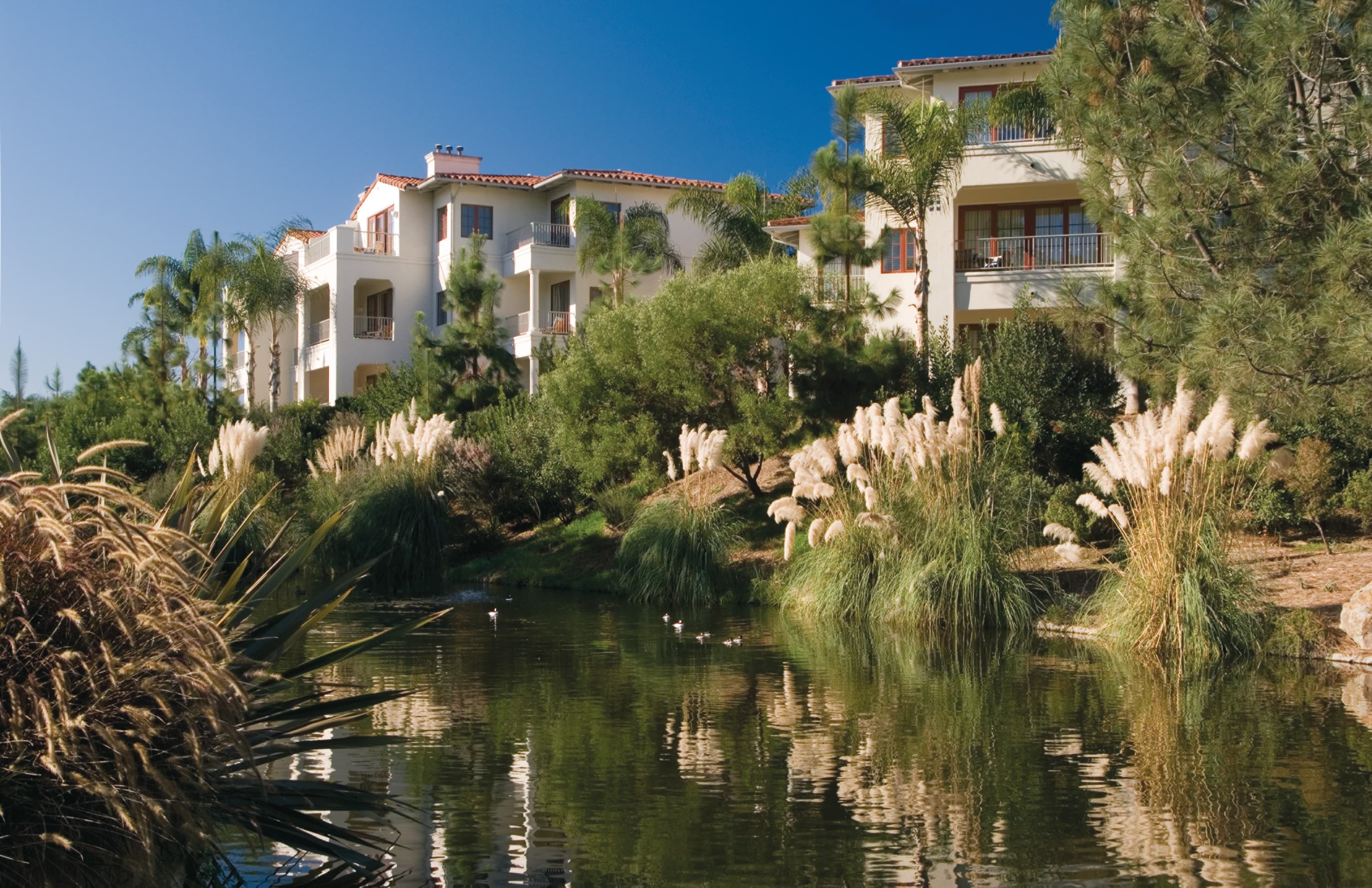 Villa buildings above the water at Aviara