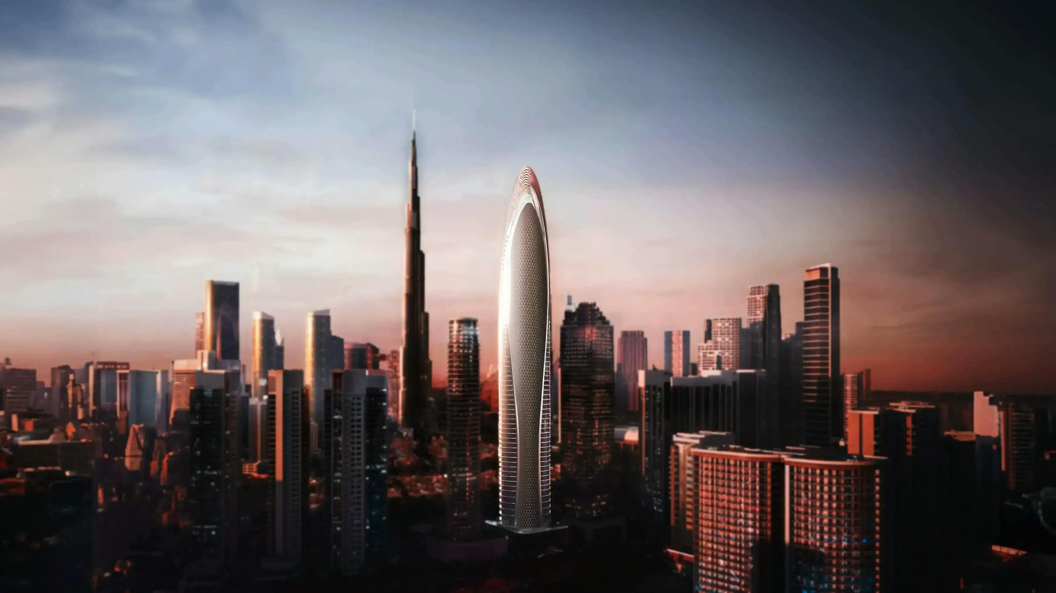 Render of the tower above Downtown Dubai