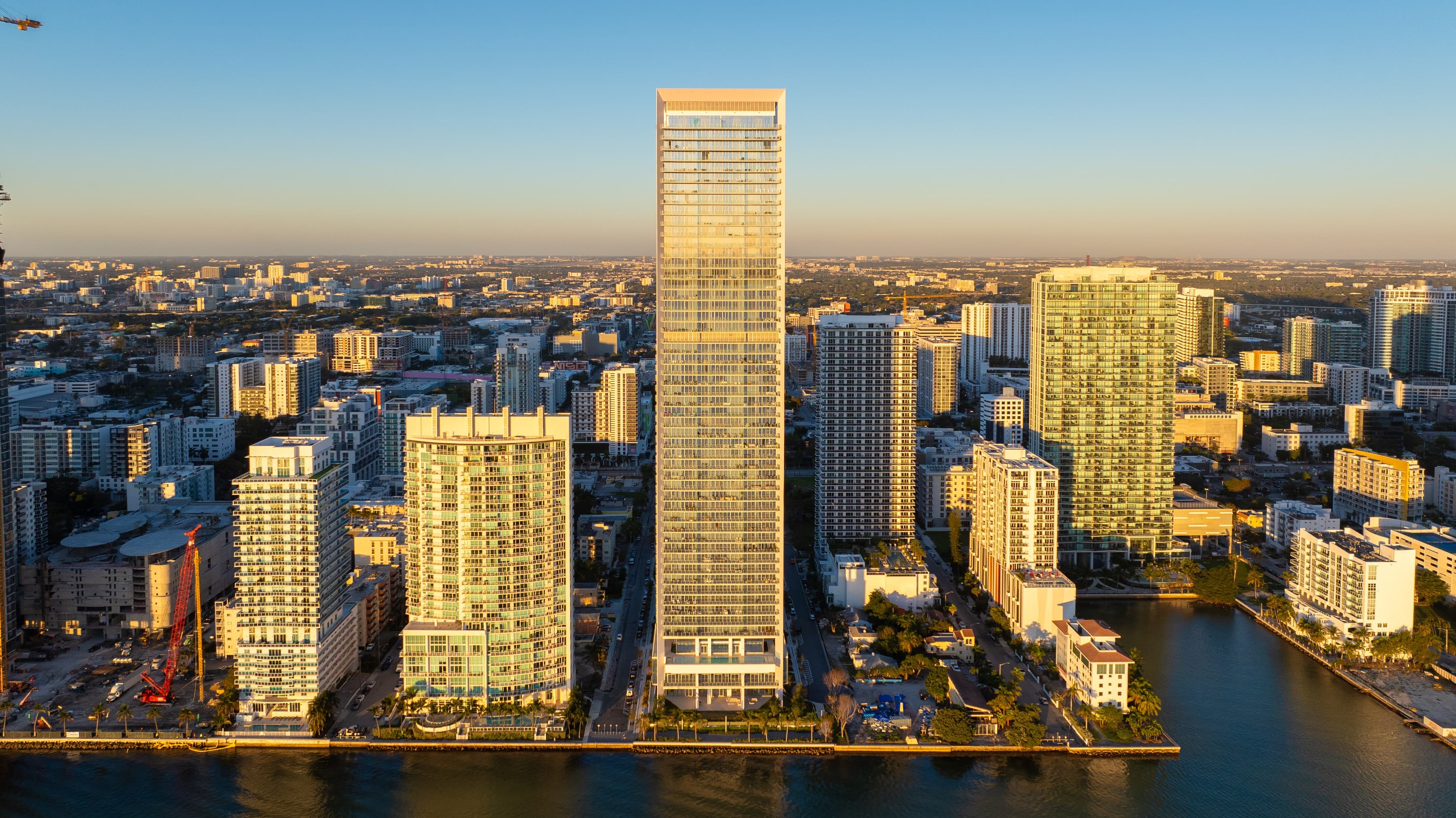 Aerial of the tower above Biscayne Bay