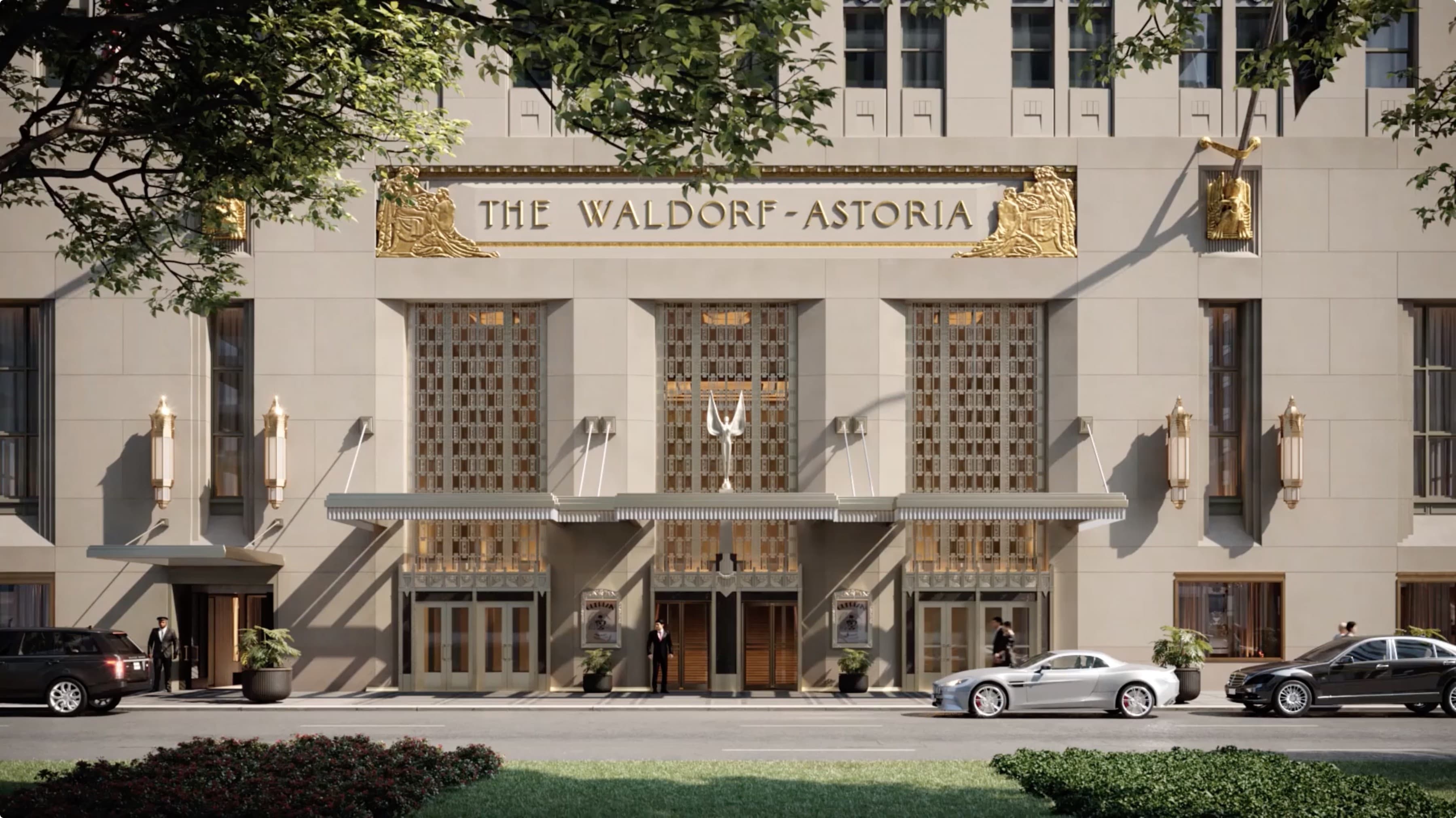 Park Avenue entrance of the Waldorf Astoria